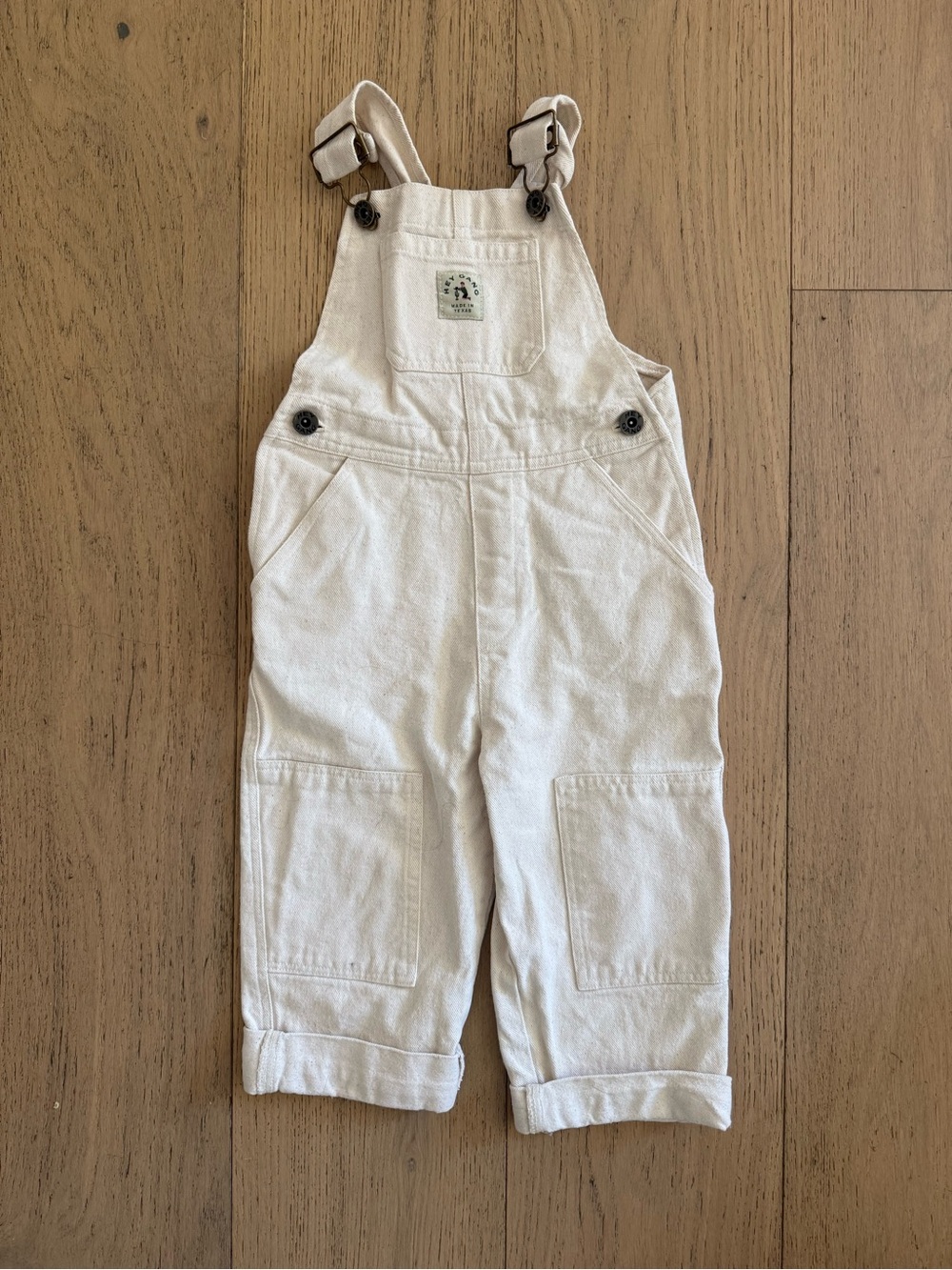 Children's Cream Cotton Overalls with Adjustable Straps